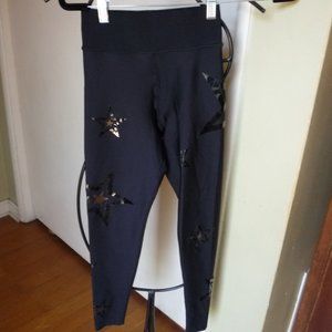 ULTRA LEGGIN WIDE WAISTBAND NWOT SIZE XS BLACK W STAR DESIGN